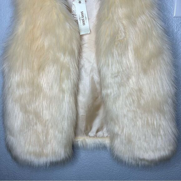 New! Sans Souci Faux Fur Cream White Women’s Vest Size M Bohemian, Cowgirl - Picture 5 of 14